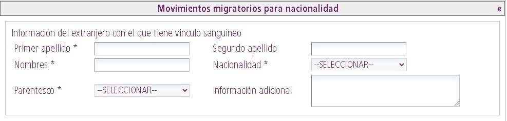 Sección de movimientos migratorios para nacionalidad