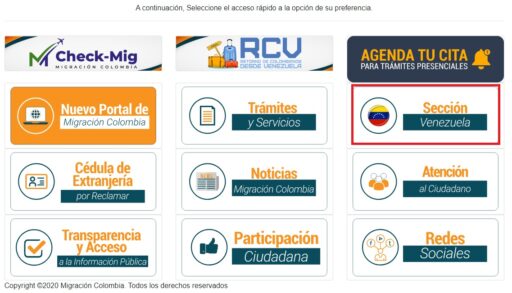 Ingresa a la web oficial de migración Colombia